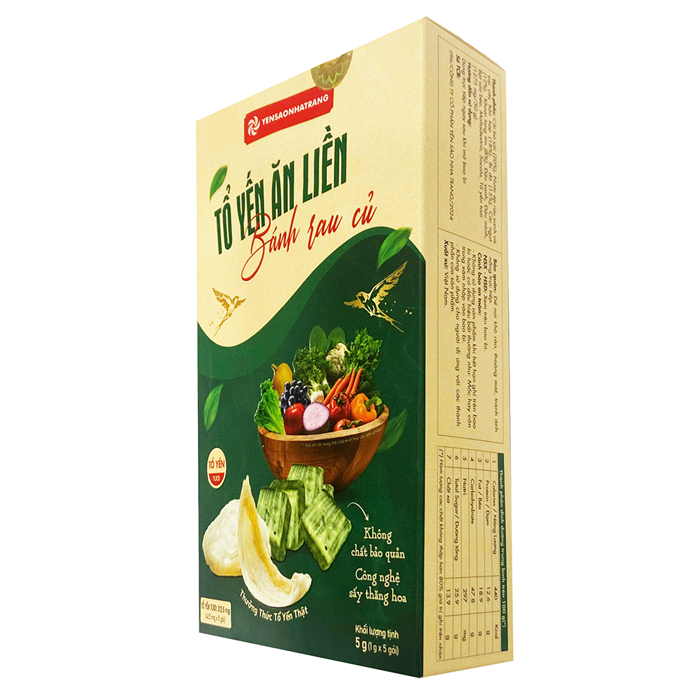 Tổ yến ăn liền – Bánh rau củ (Hộp 5 gói)