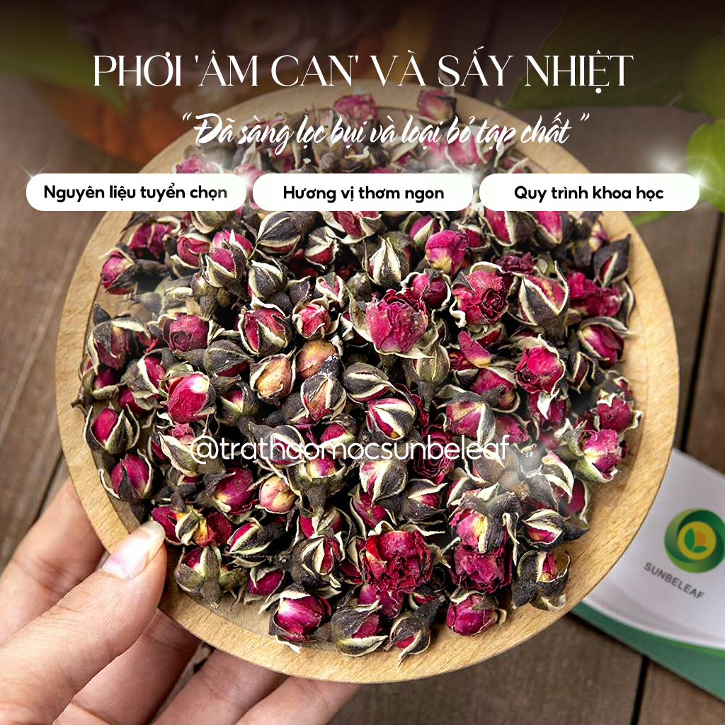 Trà Hoa Hồng Sunbeleaf – Thức Uống Thảo Mộc Dịu Nhẹ Cho Phái Đẹp – Túi 100g