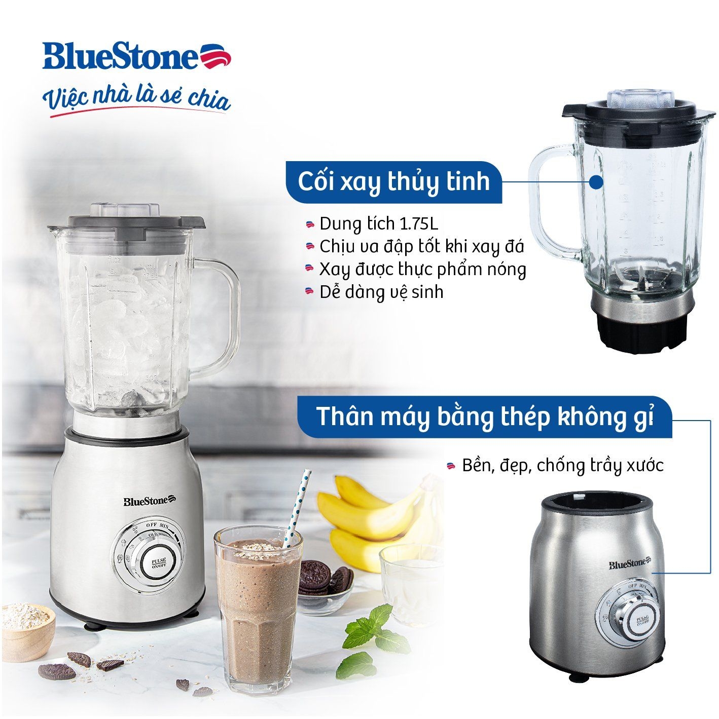 Máy Xay Sinh Tố BlueStone BLB-5377 1.75 Lít 1000W