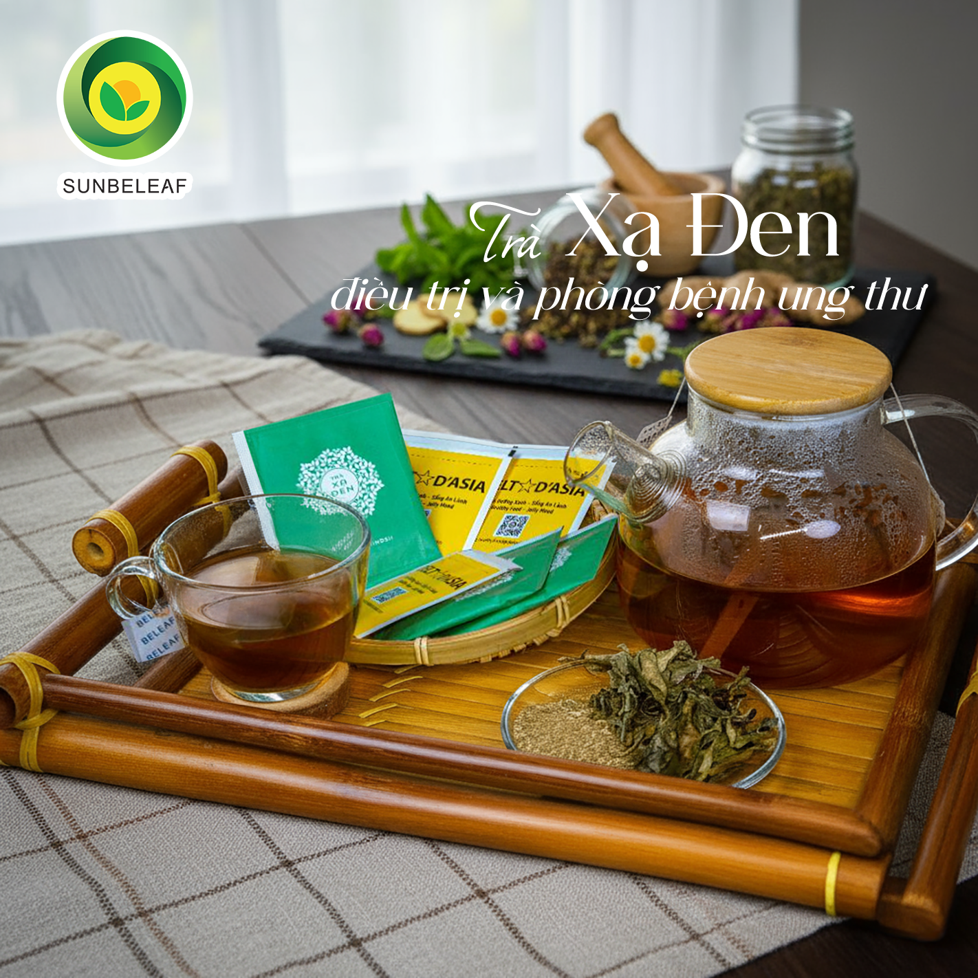 Trà Xạ Đen Hòa Bình Sunbeleaf – Dành Cho Người Chú Trọng Chăm Sóc Sức Khỏe Và Lối Sống Thanh Lọc Tự Nhiên – Hộp 20 Gói