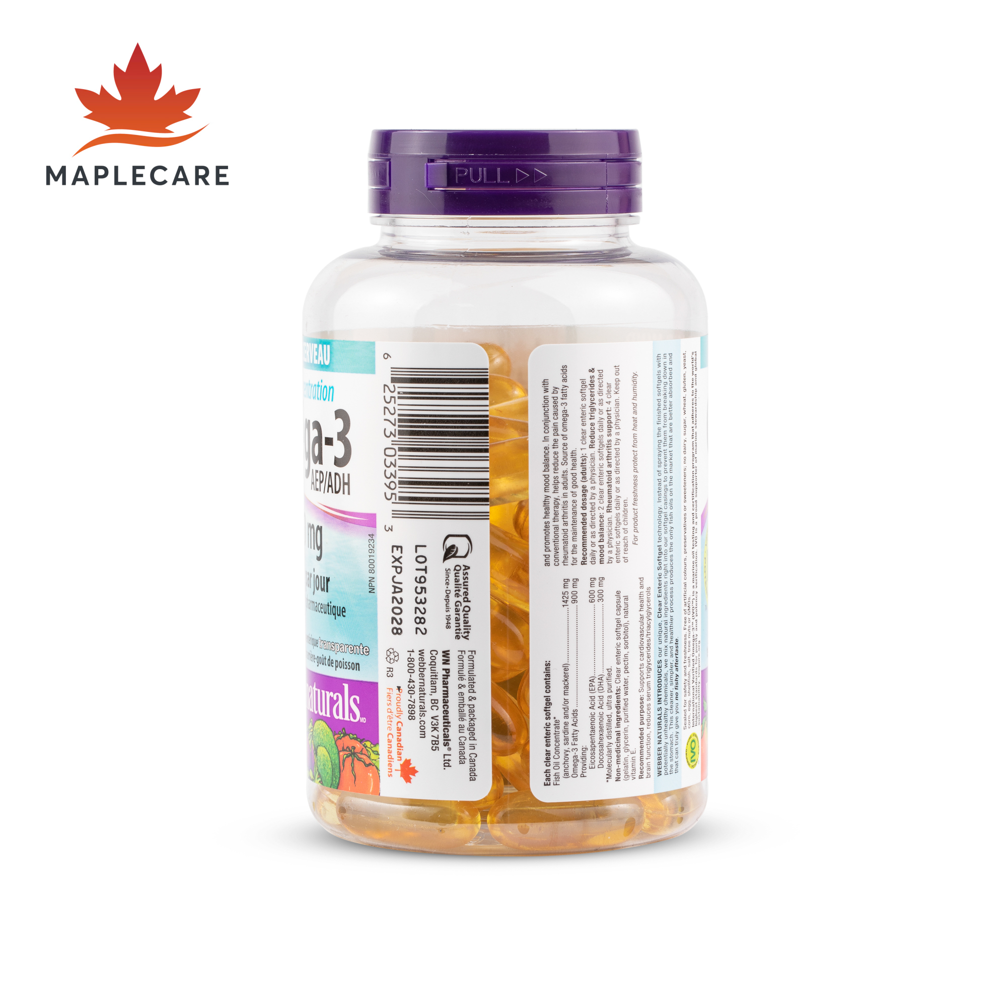 Thực phẩm bảo vệ sức khoẻ WEBBER NATURALS Triple Strength Omega-3 900mg EPA/DHA (Hộp 80 viên)