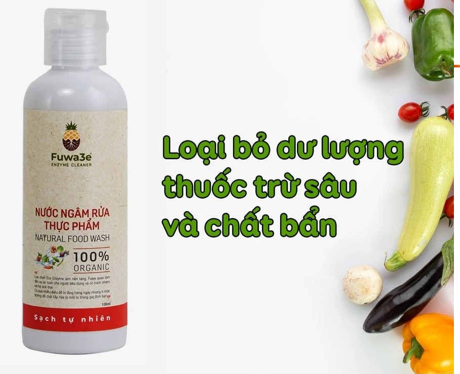 Nước ngâm rửa thực phẩm FUWA3E loại bỏ 40+ tồn dư BVTV 100ml