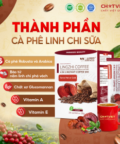 Cà phê bào tử Linh Chi phá vách – Giúp tỉnh táo, vị sữa (20 gói x 18g)
