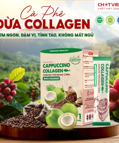 Cà phê dừa Cappuccino Collagen – Giúp tỉnh táo, đẹp da (20 gói x 18g)
