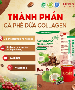 Cà phê dừa Cappuccino Collagen – Giúp tỉnh táo, đẹp da (20 gói x 18g)