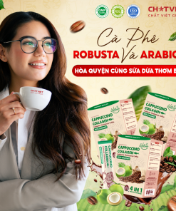 Cà phê dừa Cappuccino Collagen – Giúp tỉnh táo, đẹp da (20 gói x 18g)