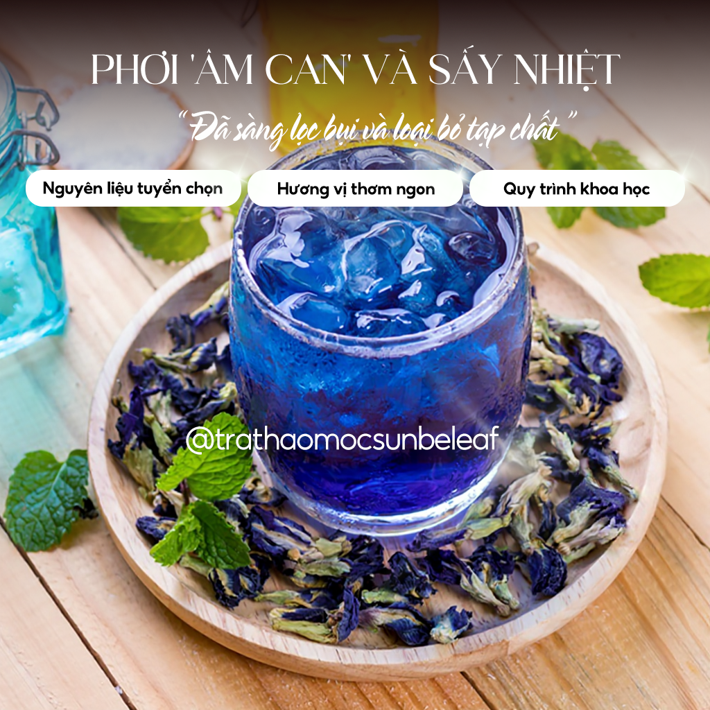 Trà Hoa Đậu Biếc Sunbeleaf – Hoa Khô Pha Trà Và Tạo Màu Thực Phẩm – Túi Zip 100g