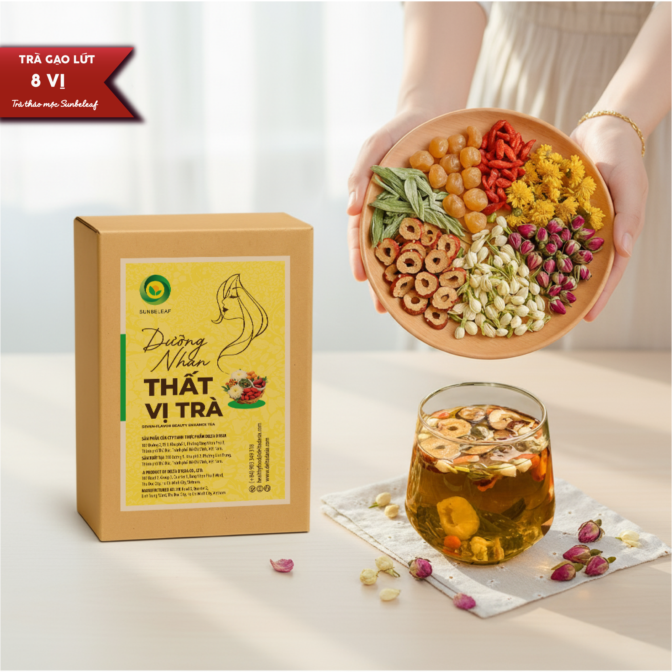 Trà Dưỡng Nhan 7 Vị Long Nhãn Sunbeleaf – Hương Vị Dịu Ngọt, Mang Lại Cảm Giác Thư Thái, Tươi Mới Mỗi Ngày – Túi Zip 20 Gói