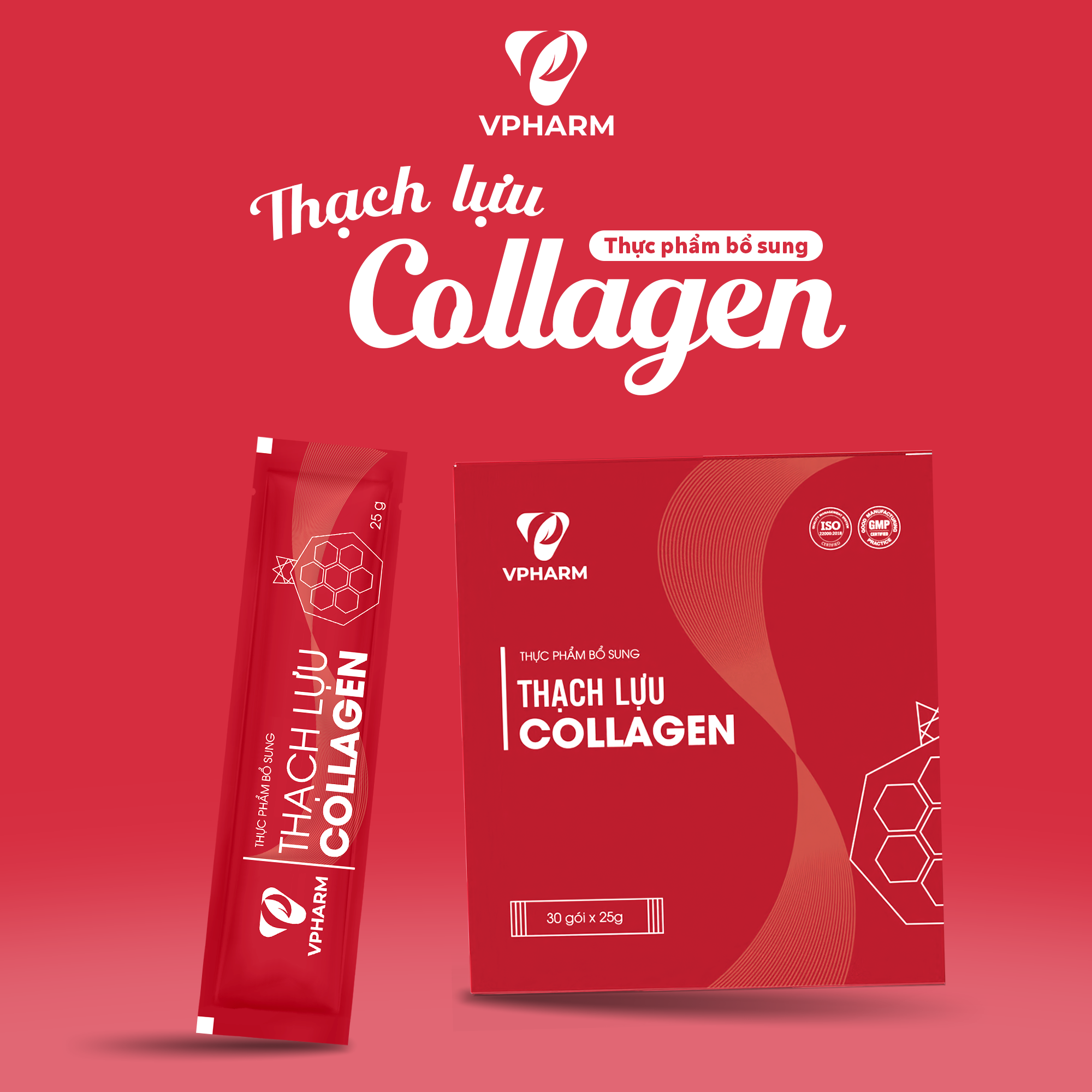 Thực phẩm bổ sung Thạch lựu Collagen – Hộp 30 gói