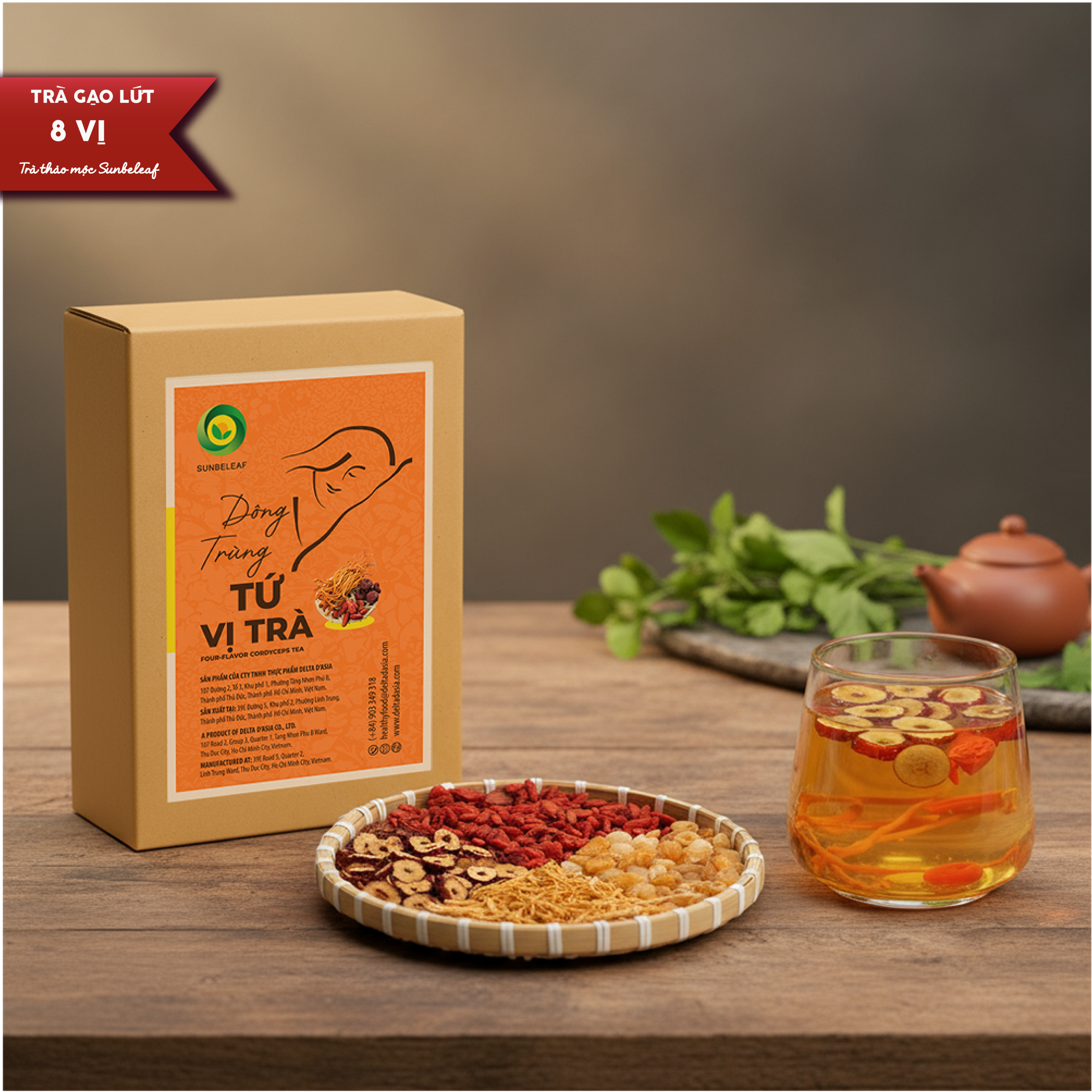 Trà Đông Trùng Hạ Thảo Tứ Vị Sunbeleaf – Duy Trì Sinh Lực, Nuôi Dưỡng Cơ Thể Từ Bên Trong – Túi Zip 20 Gói