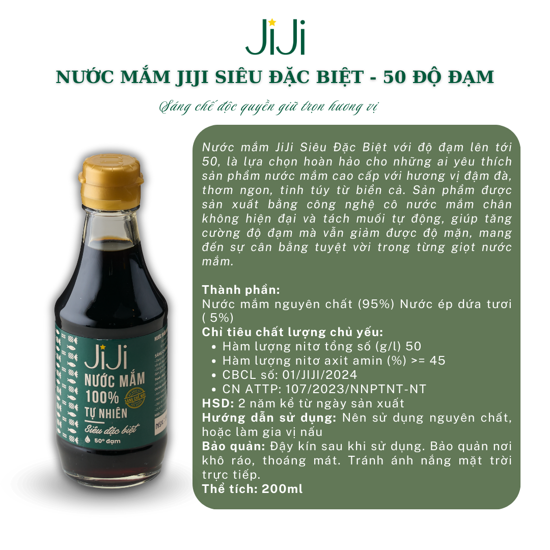 Nước mắm tự nhiên JI JI Siêu đặc biệt 50 đạm 200ml