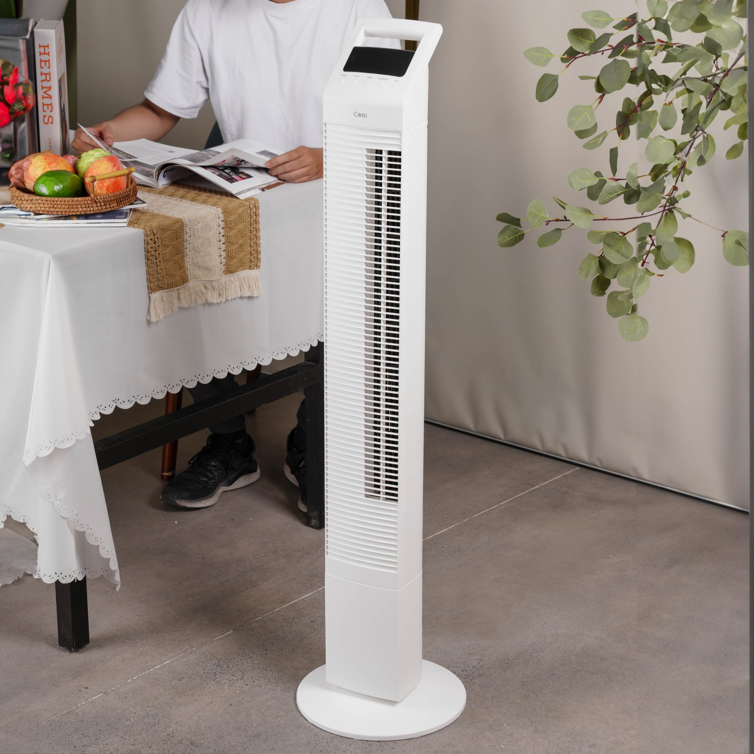 Quạt tháp Anion 44″ COBI – Màu trắng, làm mát nhanh, Thiết kế hiện đại, phân bổ gió đều_341733