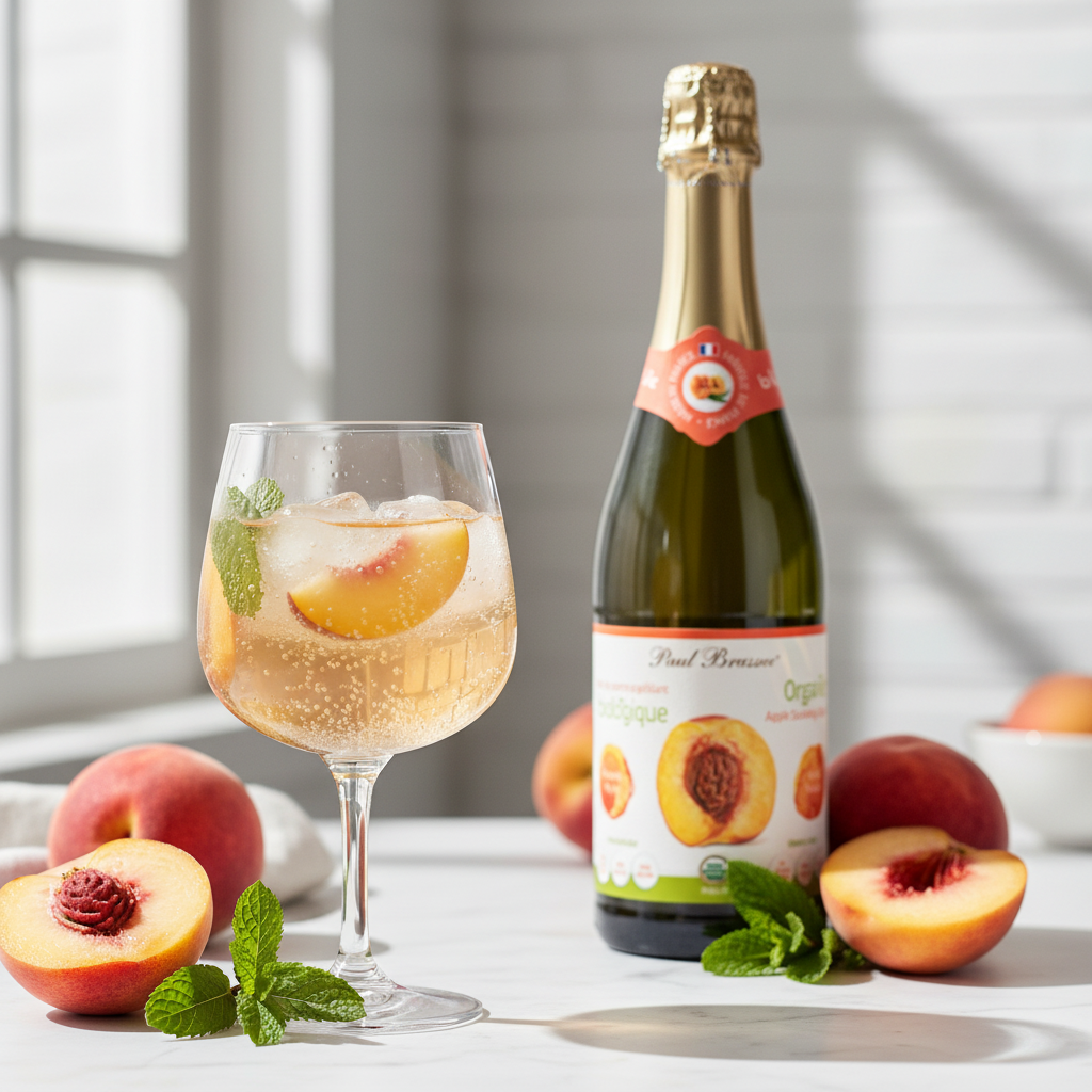 Nước hoa quả hữu cơ có ga vị táo đào Paul Brassac