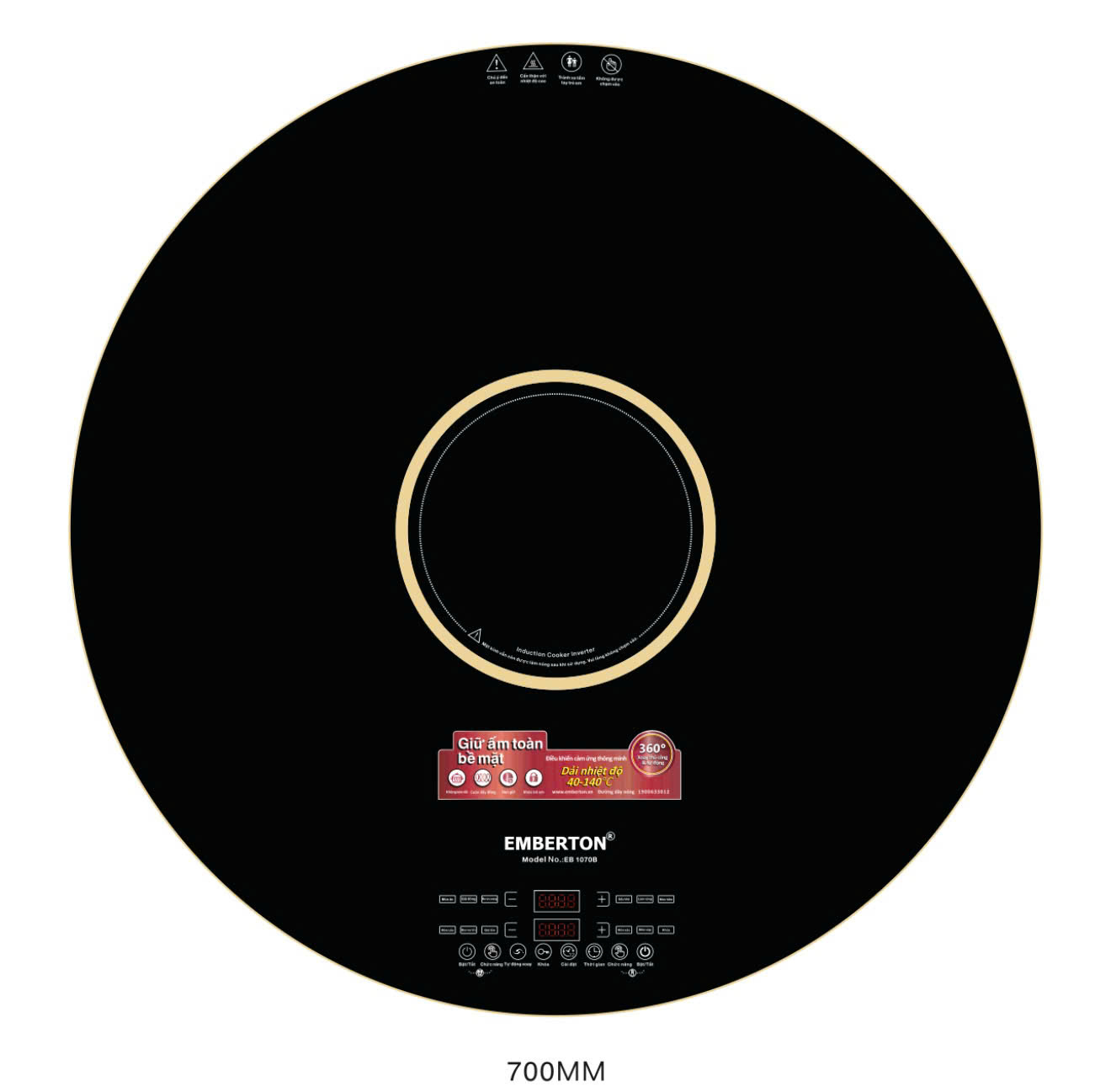 Bàn xoay hâm nóng đa năng bằng điện EB 1280B – 80cm