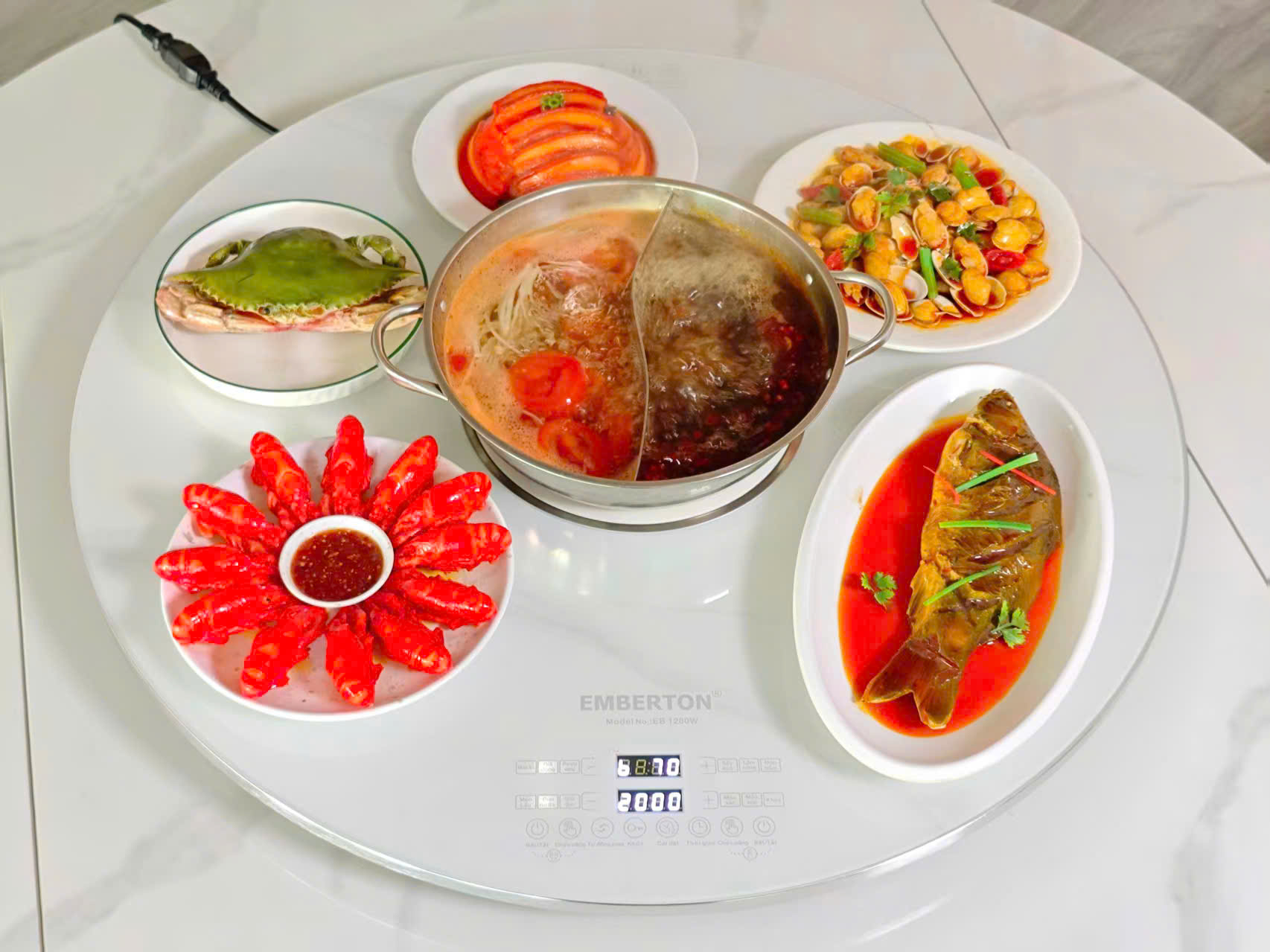 Bàn xoay hâm nóng đa năng bằng điện EB 1280W – 80cm