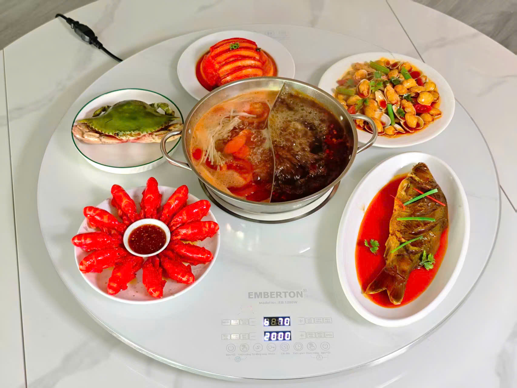 Bàn xoay hâm nóng đa năng bằng điện EB 1280W – 80cm