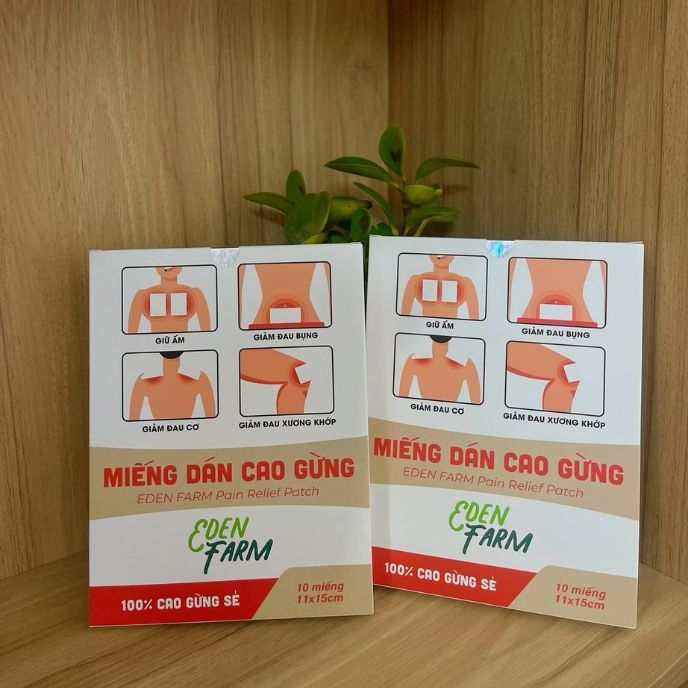 Miếng dán cao gừng Eden Farm – Giảm đau mỏi xương khớp cổ vai gáy – Hộp 10 miếng 11x15cm