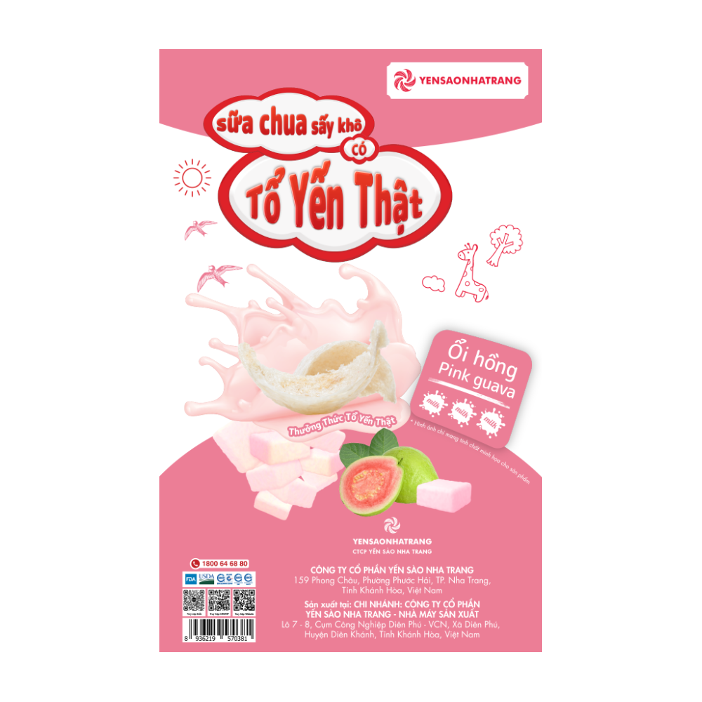 Sữa chua sấy khô có tổ yến thật – Vị ổi hồng (Hộp 5 gói)