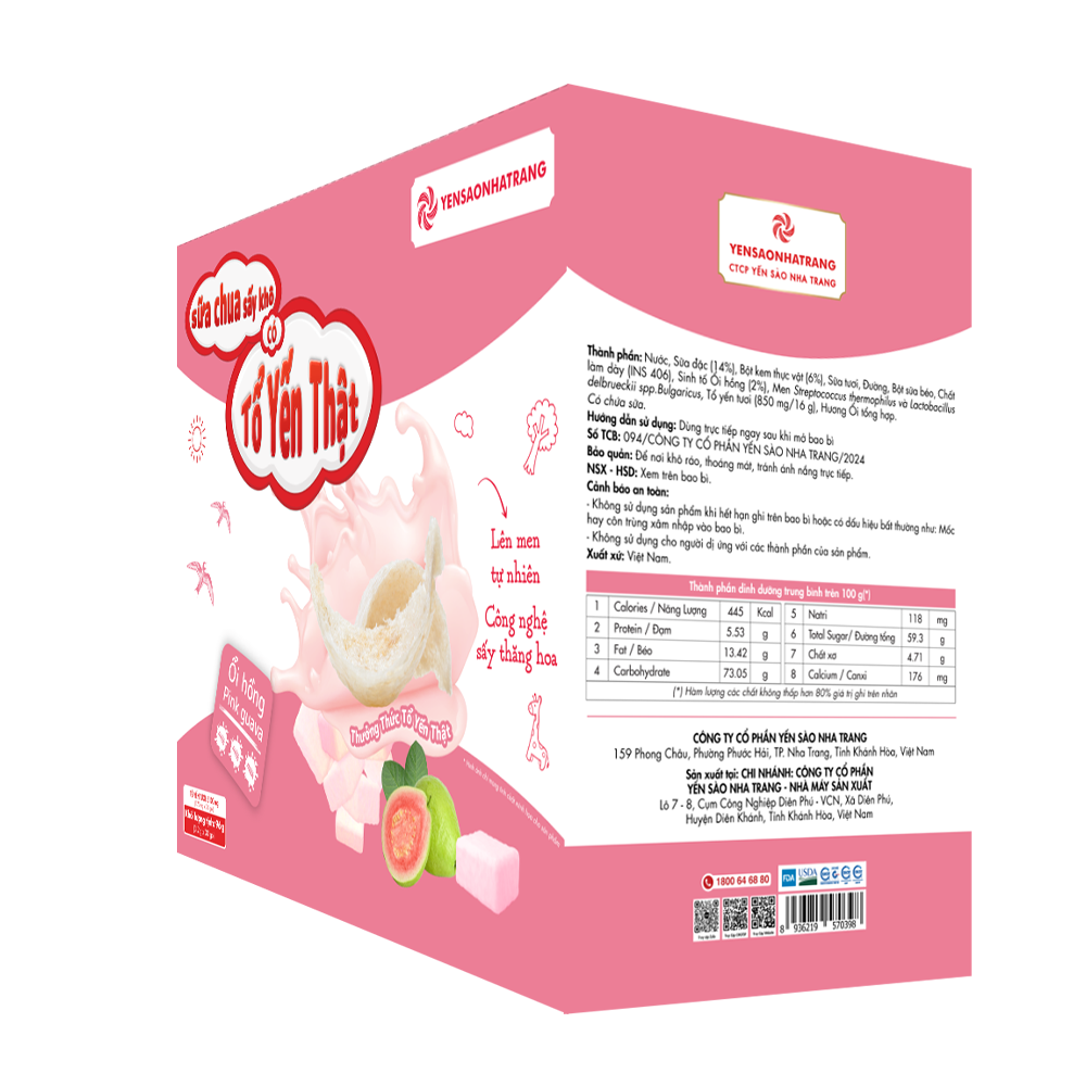 Sữa chua sấy khô có tổ yến thật – Vị ổi hồng (Hộp 30 gói)