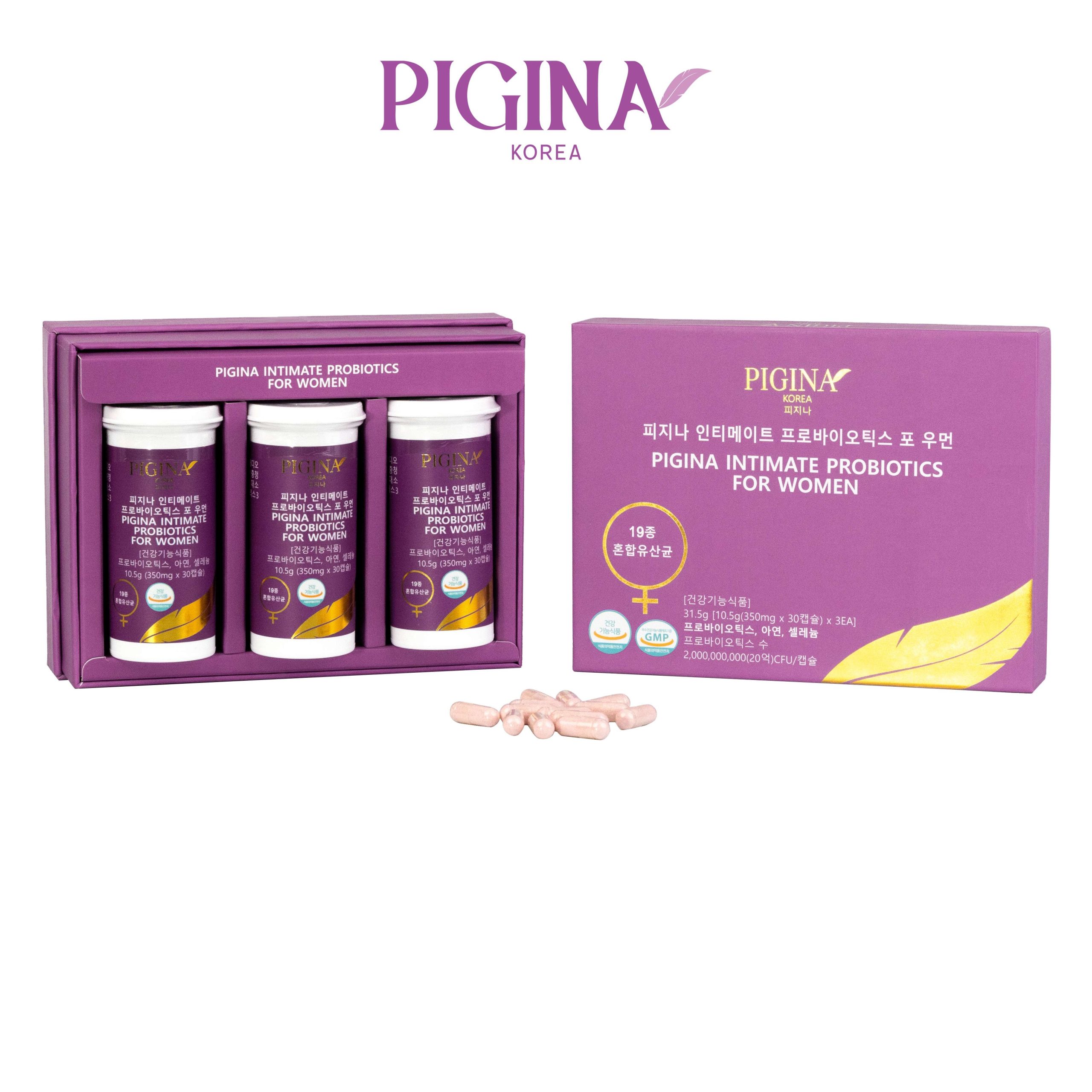 Set 3 viên uống bổ sung lợi khuẩn cho Nữ giới Pigina (3 lọ x 30 viên)