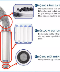 Bộ đầu vòi sen lọc nước tăng áp gồm vòi và 1 lõi lọc