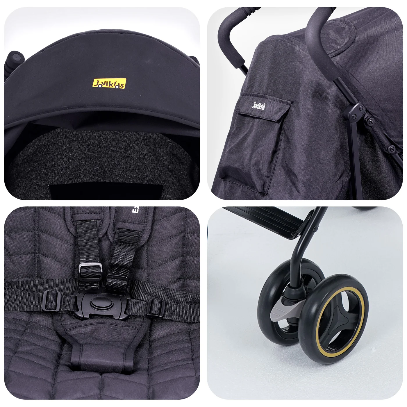 Xe đẩy Jovikids Ezra cho bé 0-6 tuổi, từ 0-22kg (màu đen)