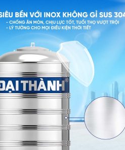 Bồn Inox 304 Đại Thành 1000L-bồn đứng ĐK940 (Phân phối từ Kon Tum trở vào khu vực phía Nam)