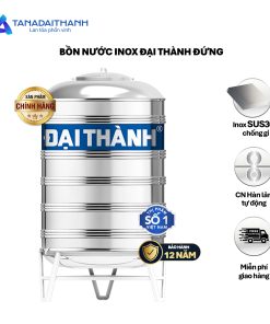 Bồn Inox Đại Thành 2000L- bồn đứng ĐK1170 (Phân phối từ Kon Tum trở vào khu vực phía Nam)