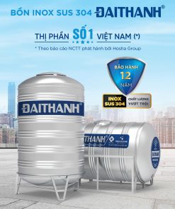 Bồn Inox Đại Thành 2000L- bồn đứng ĐK1170 (Phân phối từ Kon Tum trở vào khu vực phía Nam)