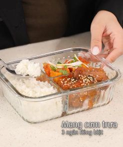 Hộp đựng thực phẩm thủy tinh 3 ngăn Wavelock V 1040ML_364371