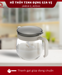 Hũ thủy tinh đựng gia vị có thanh gạt kèm muỗng dung tích 420ml_376064