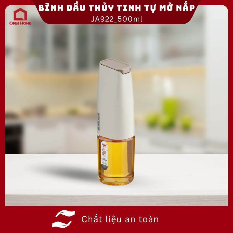 Bình dầu thủy tinh tự mở nắp, dáng tròn, màu ngẫu nhiên dung tích 500ml_376063