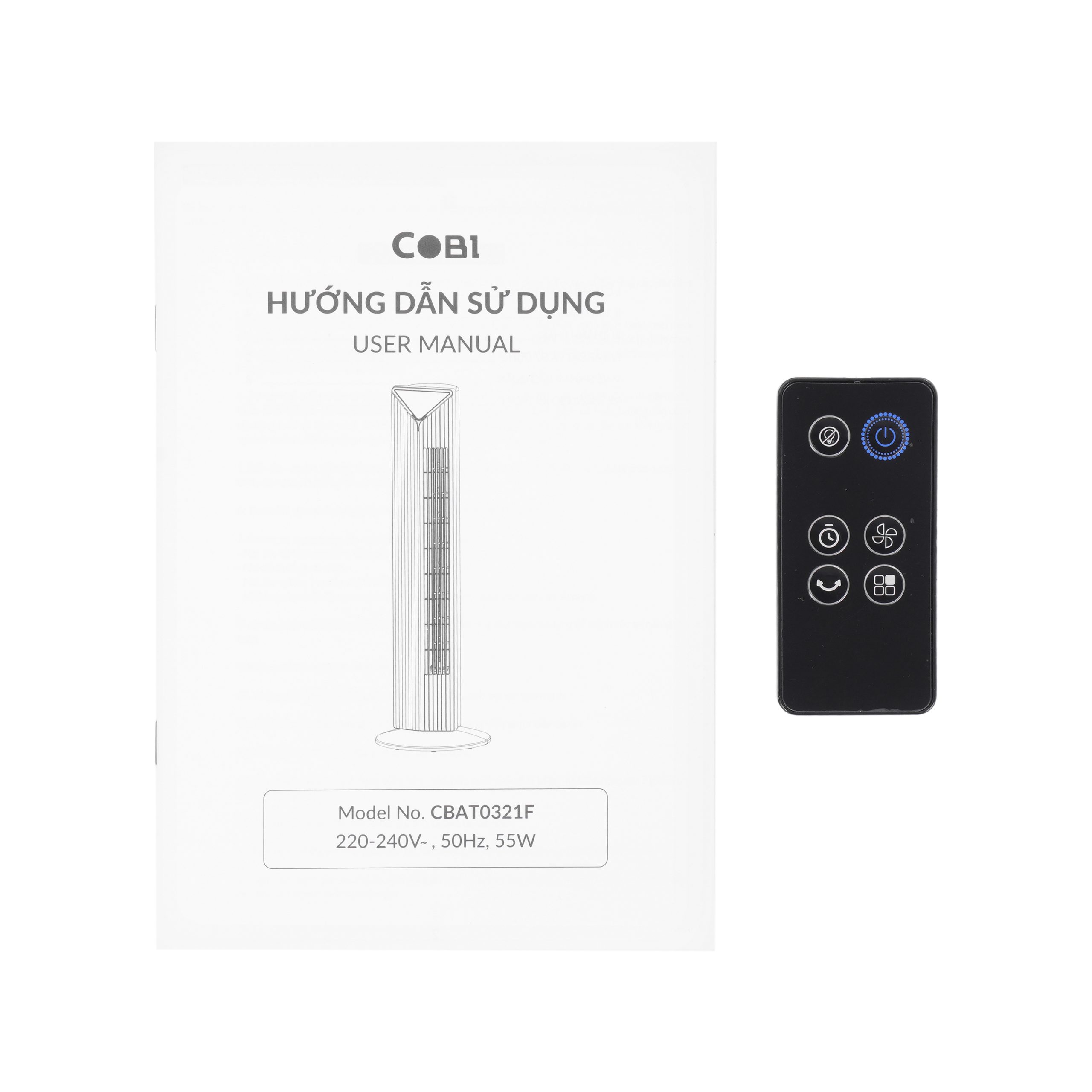 Quạt tháp Plasma 36″ COBI – Tiệt trùng không khí, xoay 3D, kèm remote điều khiển từ xa_341732