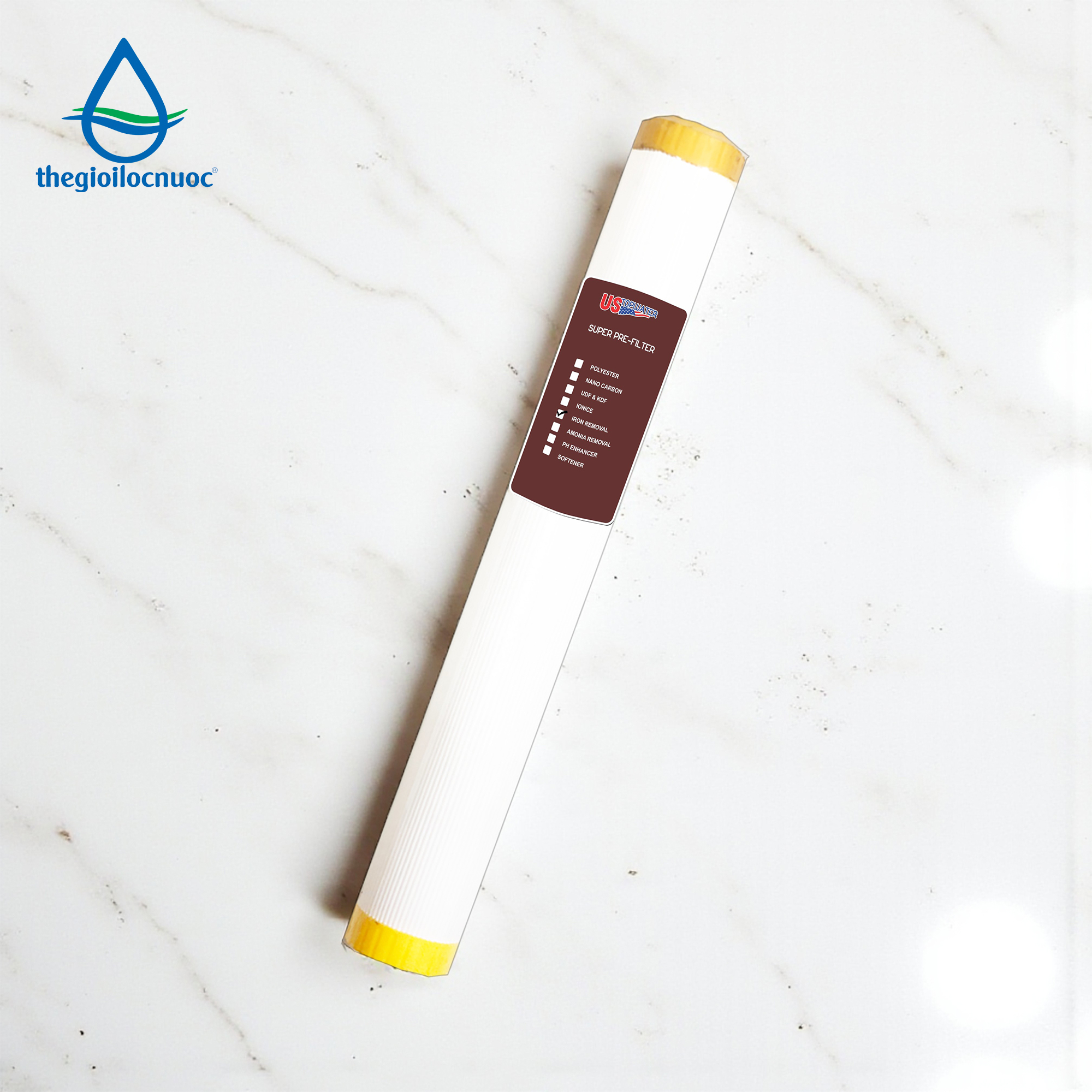 Lõi lọc thay thế xử lý sắt USTopwater 20 inches gầy, Model: F-Fera-25, Công suất 400 lít/giờ