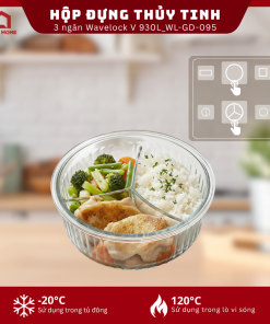 Hộp đựng thực phẩm thủy tinh 3 ngăn Neoflam Wavelock V 930L_364372