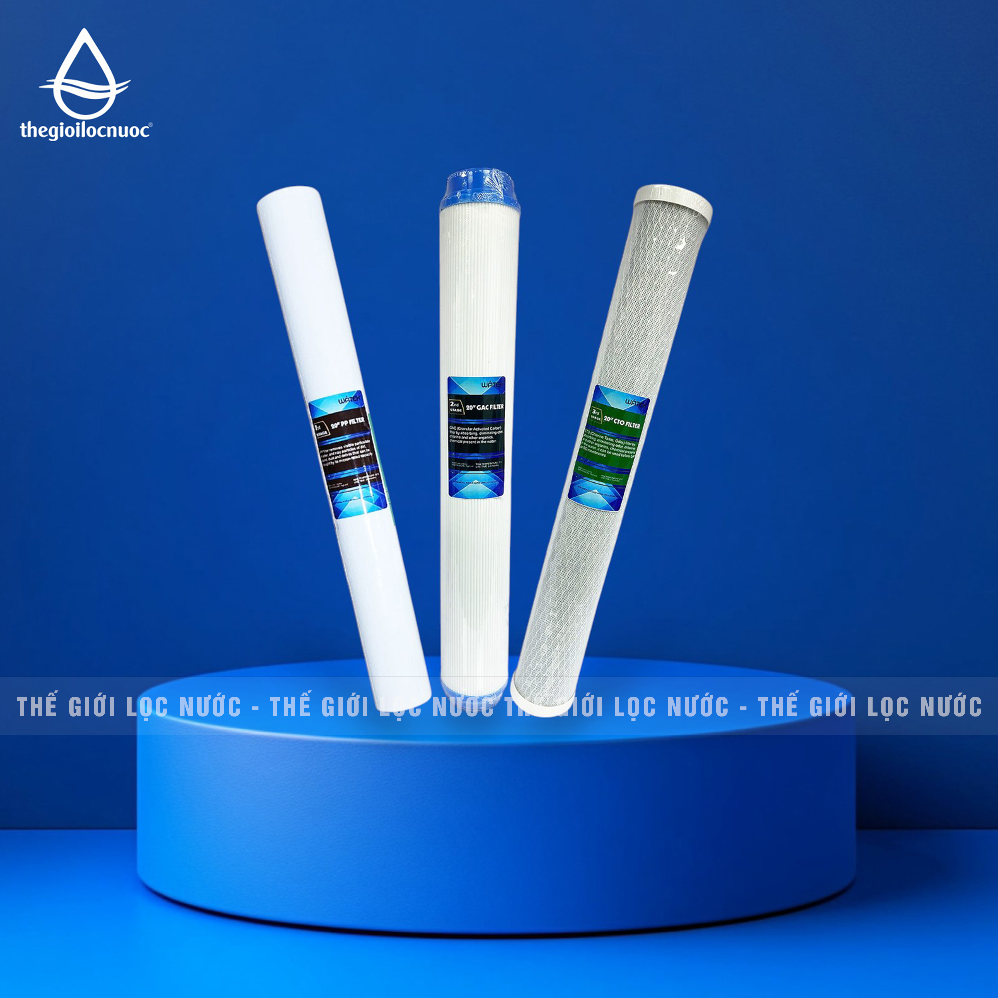 Combo 3 lõi lọc thô 1-2-3 kích thước 20 inch dùng cho máy lọc nước bán công nghiệp Watek