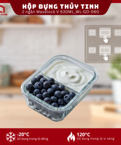 Hộp đựng thực phẩm thủy tinh 2 ngăn Wavelock V 630ML_364370