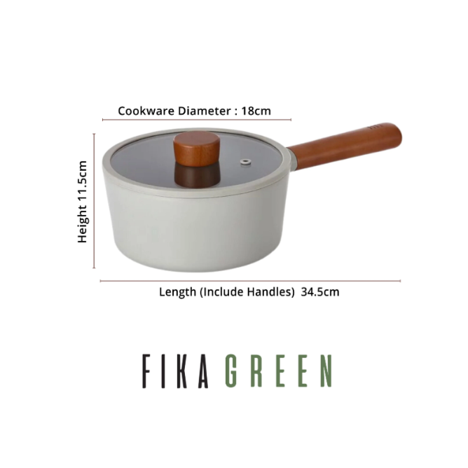 Quánh Hàn Quốc FIKA Object 18cm, đáy từ toàn bộ, nắp kính, màu xanh xám_365131