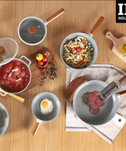 Quánh Hàn Quốc FIKA Object 18cm, đáy từ toàn bộ, nắp kính, màu xanh xám_365131