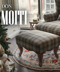 Đôn CELESTINE Moiti Queen Anne vải kẻ Anh