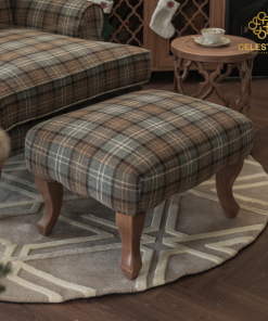 Đôn CELESTINE Moiti Queen Anne vải kẻ Anh