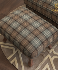 Đôn CELESTINE Moiti Queen Anne vải kẻ Anh