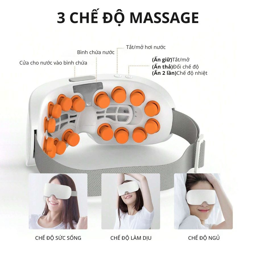 Máy massage mắt 16 đầu rung KACHI MK380 phun sương thư giãn