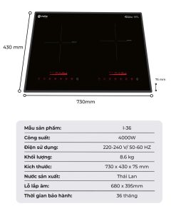 Bếp điện từ đôi Iruka I-36