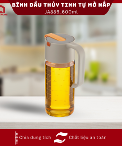 Bình dầu thủy tinh tự mở nắp có tay cầm dung tích 600ml có chia dung tích_376072