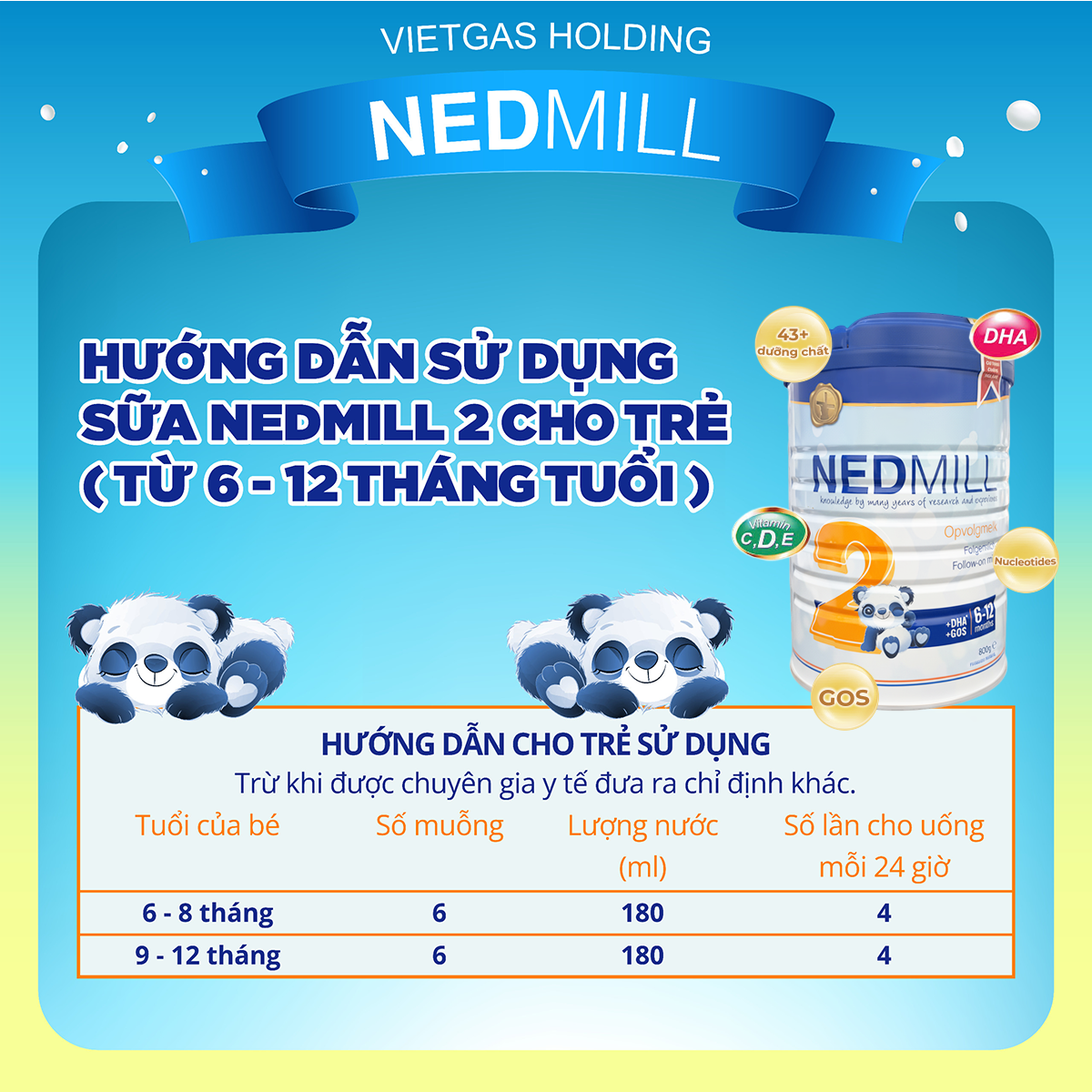 Sữa công thức Nedmill Stage 2 – Bổ sung dinh dưỡng cho Trẻ từ 6-12 tháng tuổi
