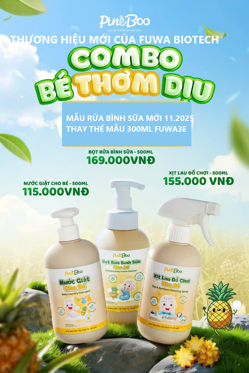 Rửa bình sữa PineBoo (Fuwa3e nâng cấp), ít nhớt hơn 4 lần 500ml