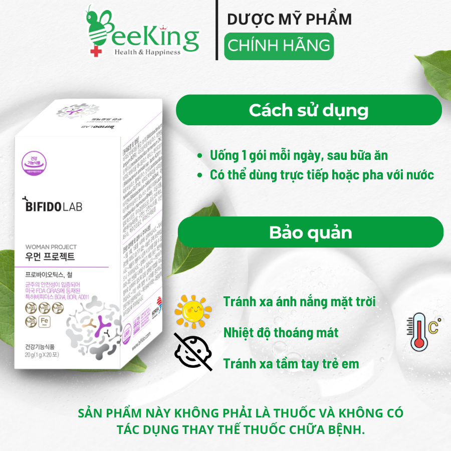Thực phẩm bảo vệ sức khỏe BIFIDOLAB WOMAN PROJECT (Hộp 20 gói)