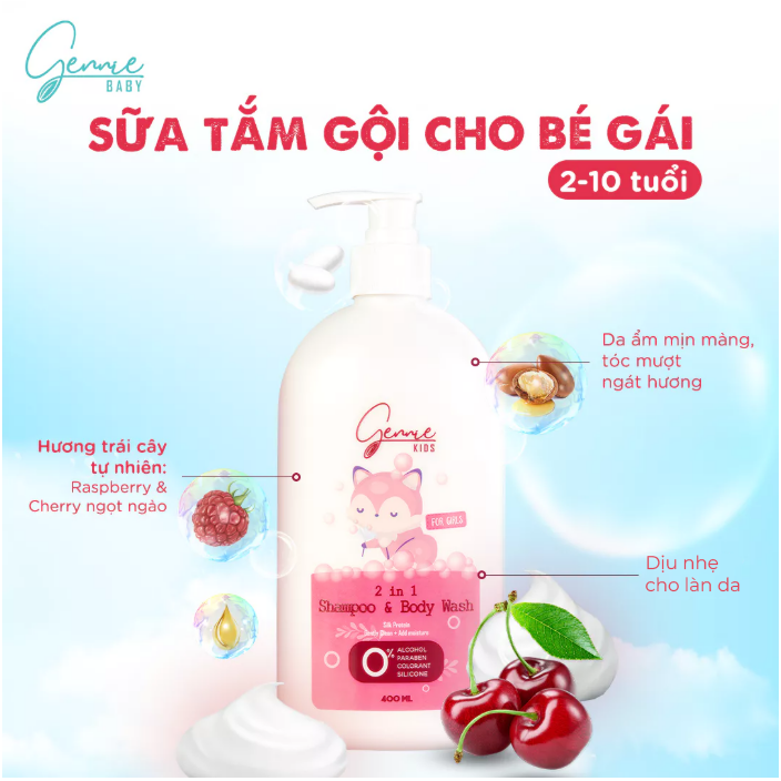 Tắm gội Gennie Baby 2in1 for Girl 400ml