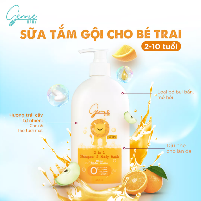 Tắm gội Gennie Baby 2in1 for Boys 400ml